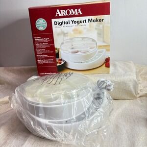 Aroma Digital Yogurt Maker 8 Cups All Natural Eco Friendly White AYM 606